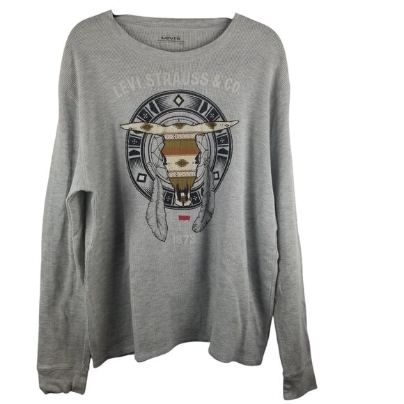 Levi's Strauss & Co Men's Gray Waffle Knit Long-Sleeve Thermal Shirt Sz XXL - Picture 1 of 5